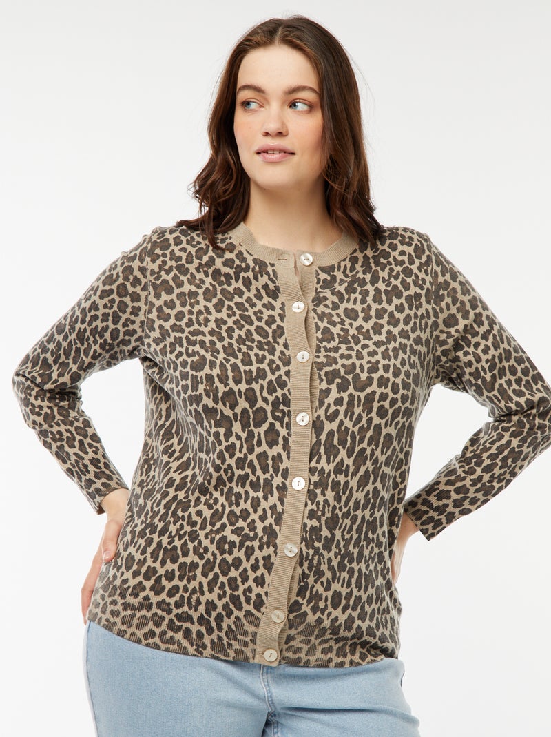 Chaqueta fina con estampado de leopardo Beige - Kiabi