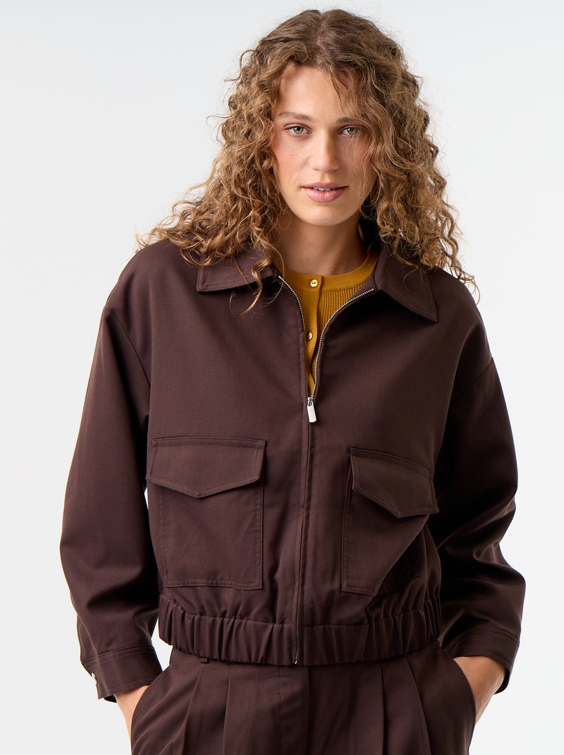 Chaqueta fluida con cremallera Marron - Kiabi