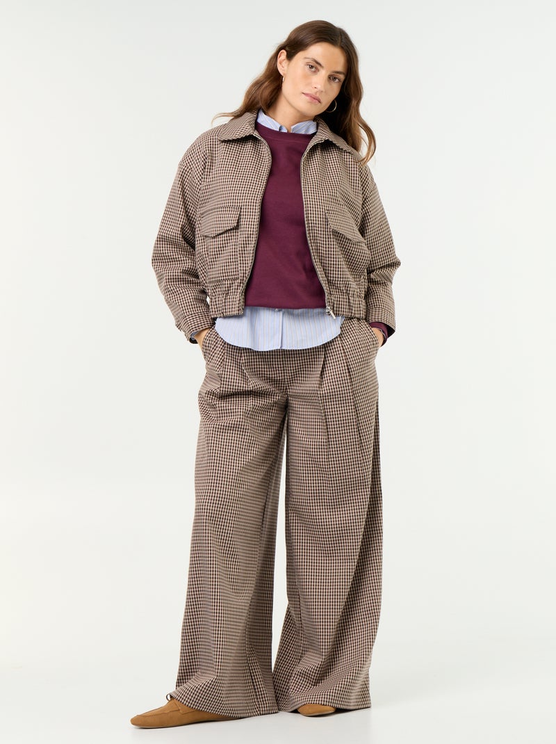 Chaqueta fluida con cremallera Marron - Kiabi