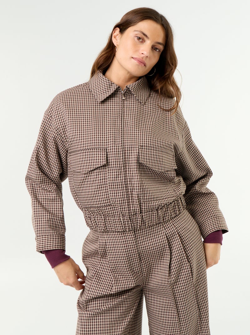 Chaqueta fluida con cremallera Marron - Kiabi