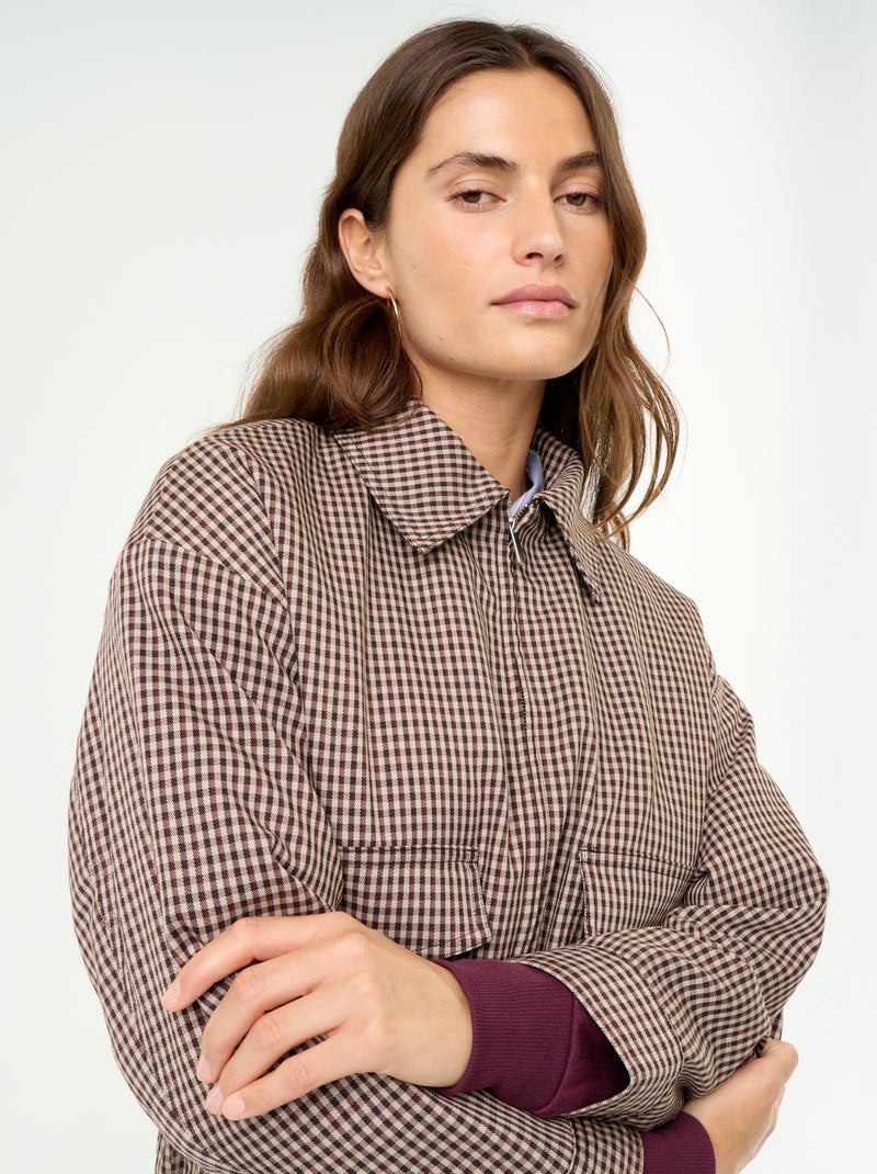 Chaqueta fluida con cremallera Marron - Kiabi