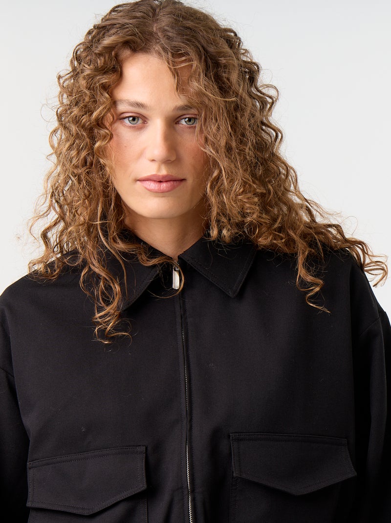 Chaqueta fluida con cremallera Negro - Kiabi
