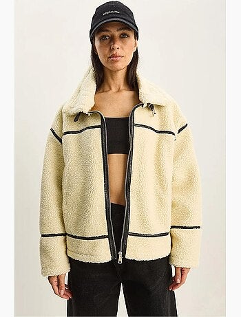 Chaqueta gruesa de piel sintética de gran tamaño lucci