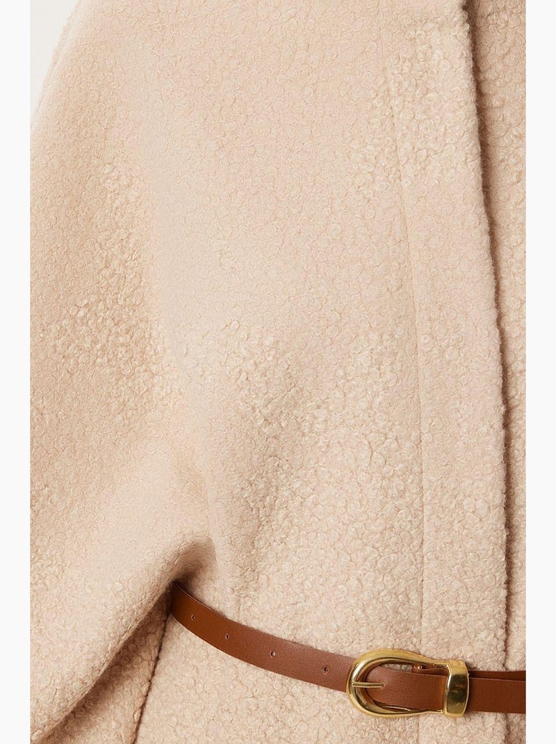 Chaqueta holgada de gabardina texturizada con botones y medio cuello alto de estambul istanbul Beige arcilla - Kiabi