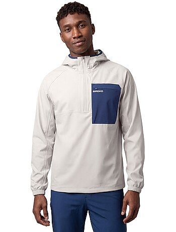 Chaqueta impermeable con capucha trail running hombre hombre canfranc gray