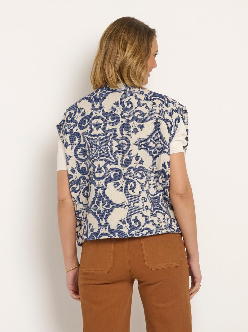 Chaqueta jacquard sin mangas con cuello redondo - AFIBEL Azul - Kiabi