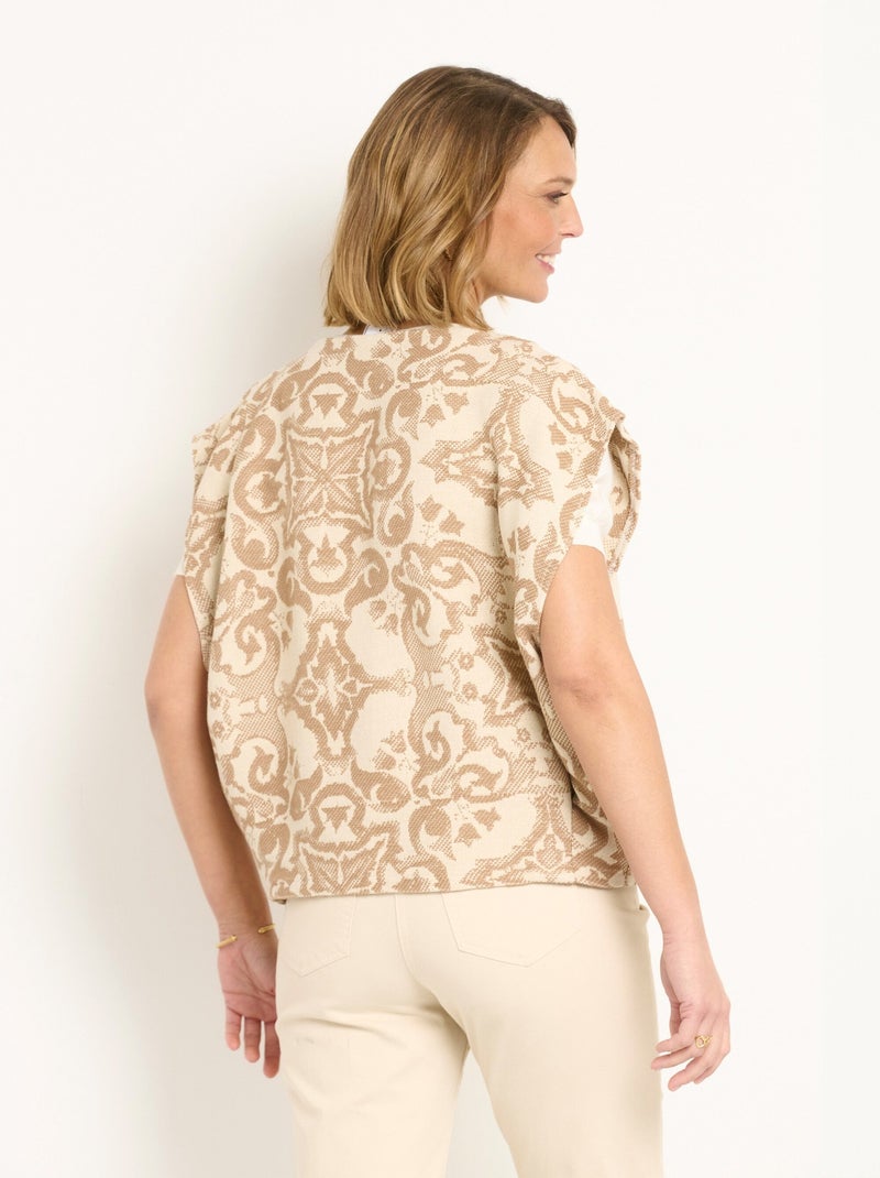 Chaqueta jacquard sin mangas con cuello redondo - AFIBEL Beige - Kiabi