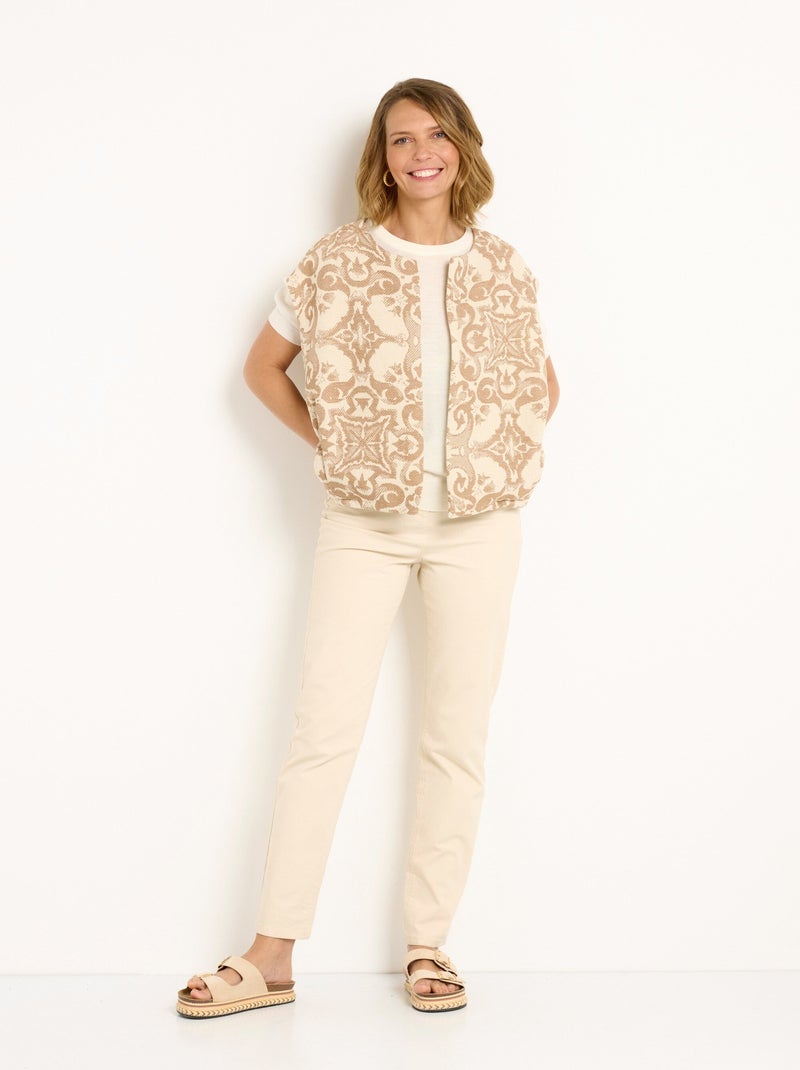 Chaqueta jacquard sin mangas con cuello redondo - AFIBEL Beige - Kiabi