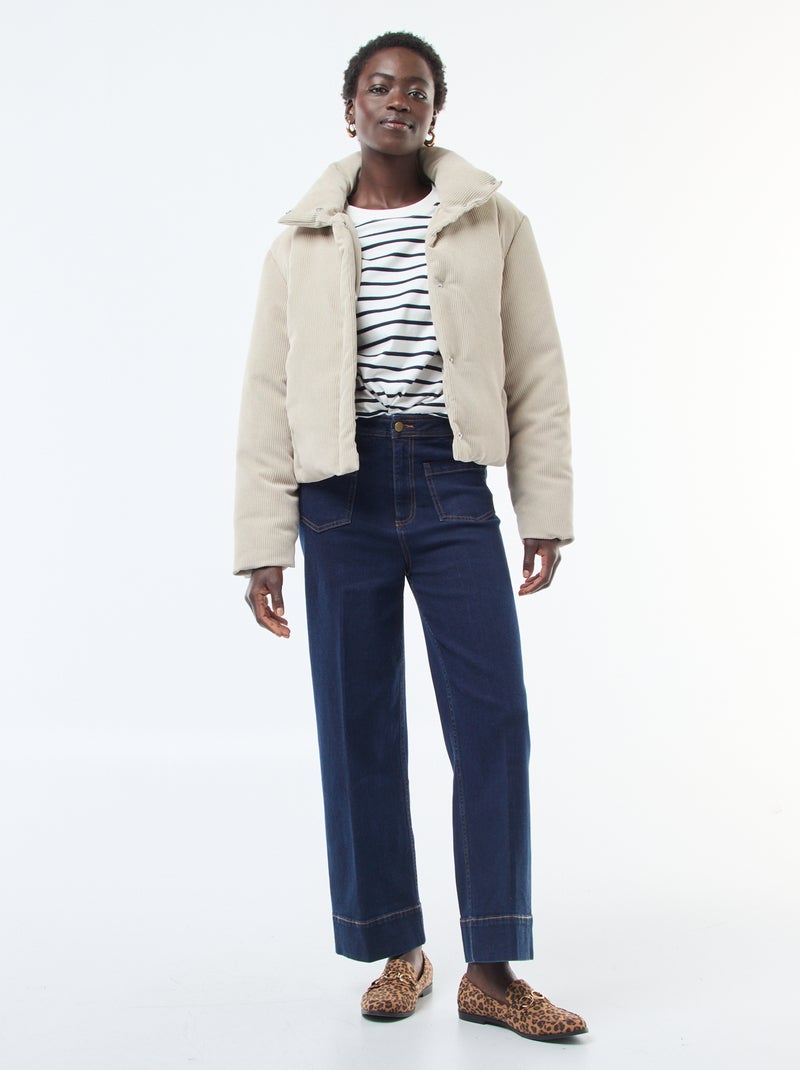 Chaqueta 'JDY' de tejido de canalé con cuello envolvente Beige - Kiabi