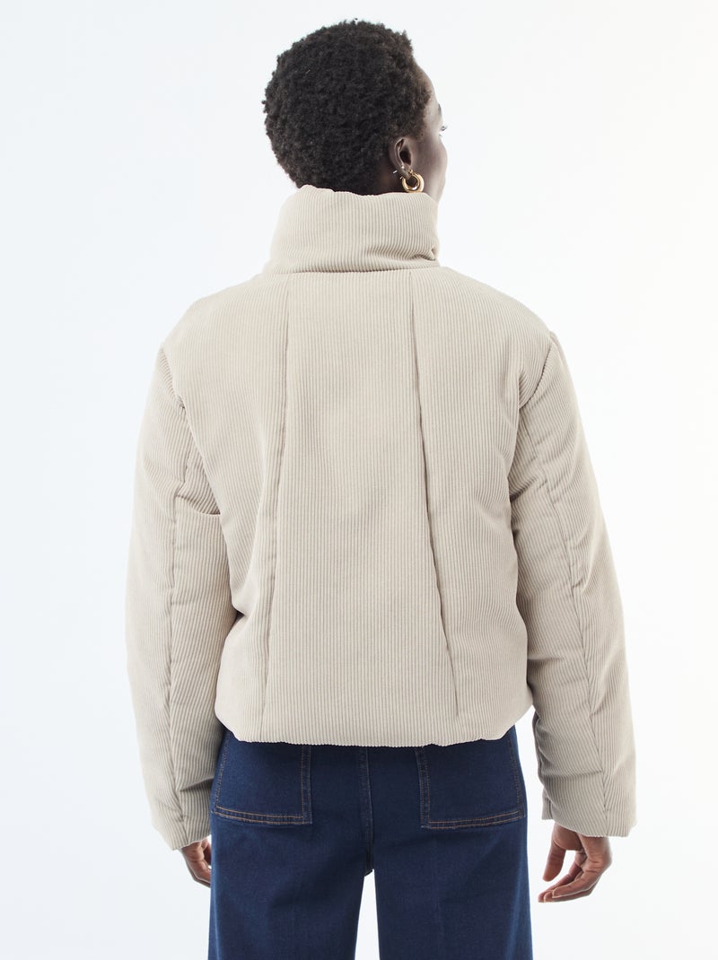 Chaqueta 'JDY' de tejido de canalé con cuello envolvente Beige - Kiabi