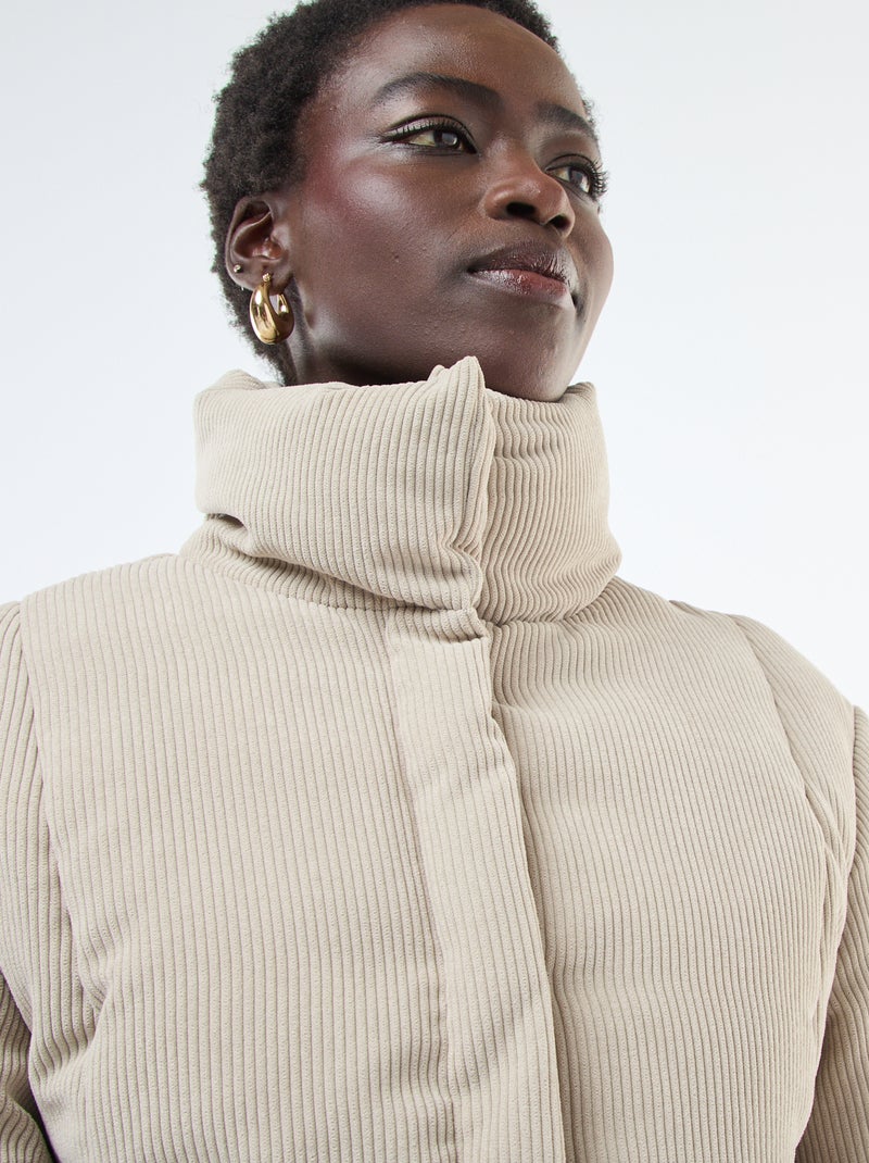 Chaqueta 'JDY' de tejido de canalé con cuello envolvente Beige - Kiabi