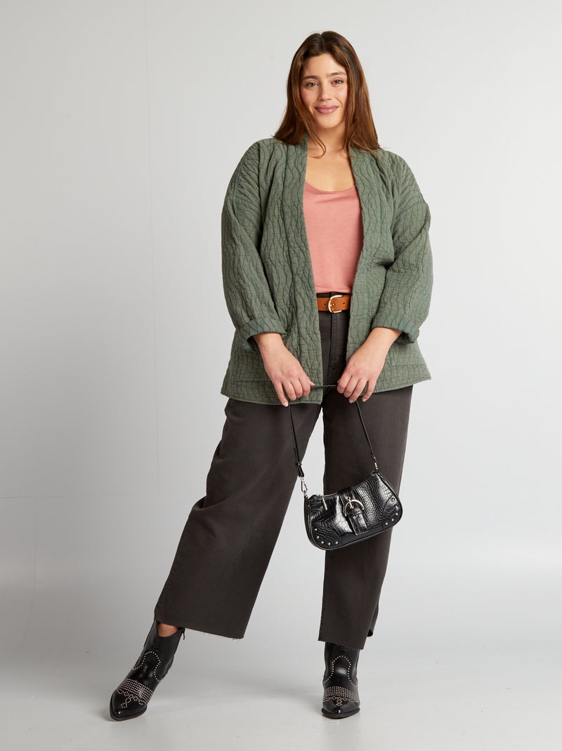 Chaqueta kimono acolchada con cinturón KAKI - Kiabi