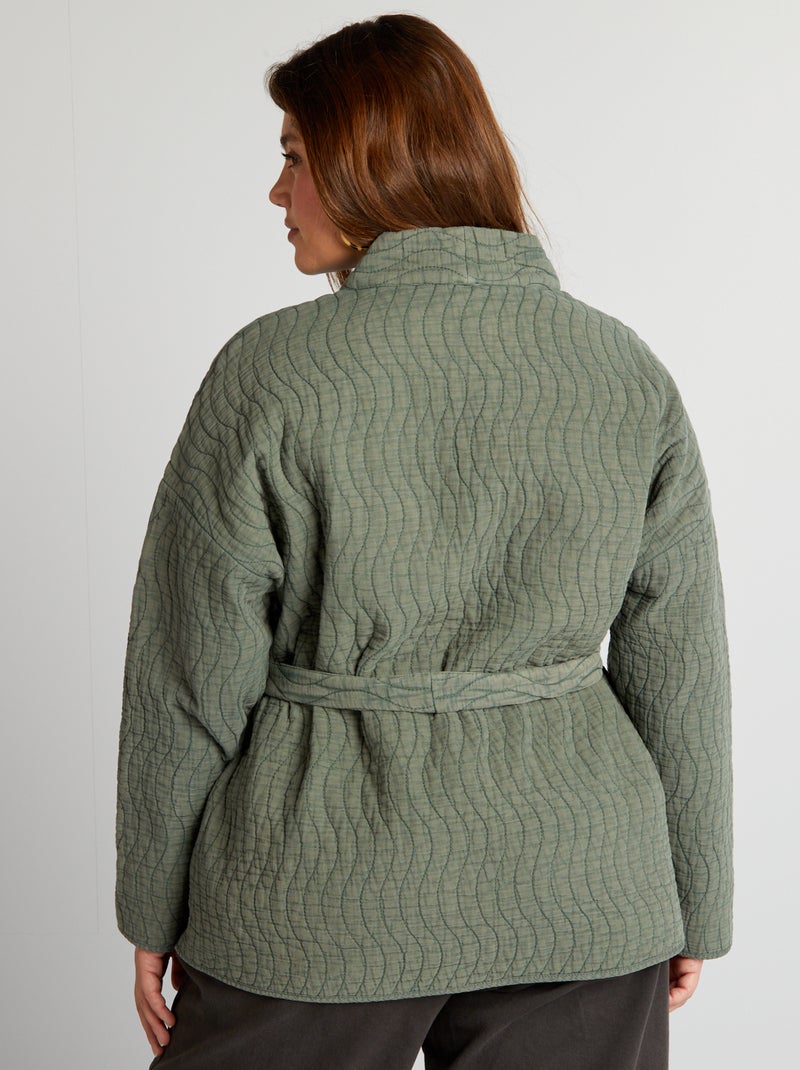 Chaqueta kimono acolchada con cinturón KAKI - Kiabi
