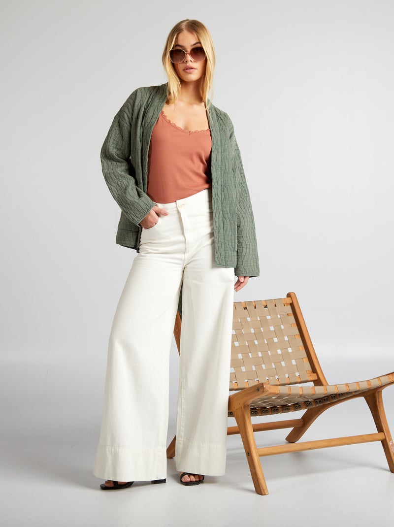 Chaqueta kimono acolchada con cinturón VERDE - Kiabi
