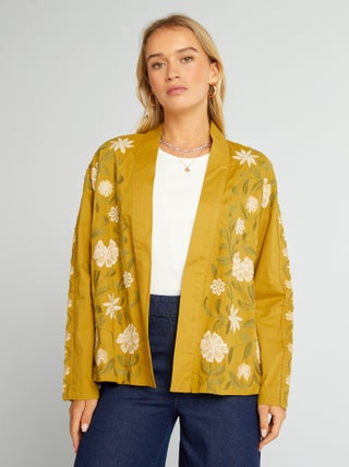 Chaqueta kimono corta bordada