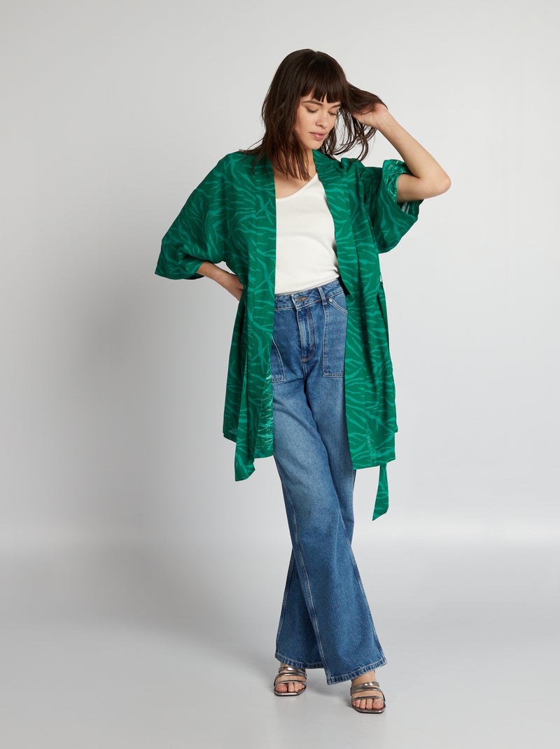 Chaqueta kimono estampado cebra VERDE - Kiabi