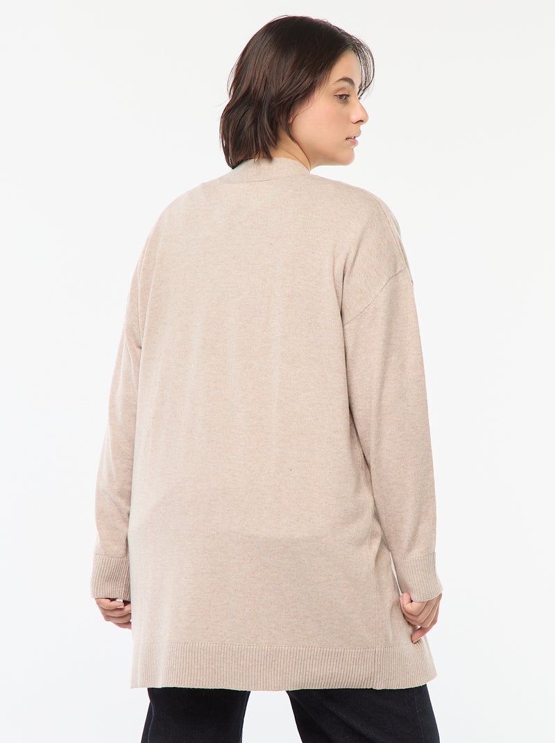 Chaqueta larga abierta fina Beige - Kiabi