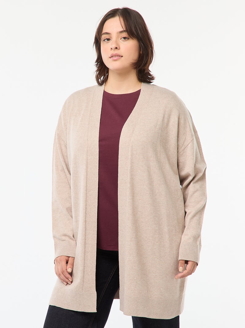 Chaqueta larga abierta fina Beige - Kiabi