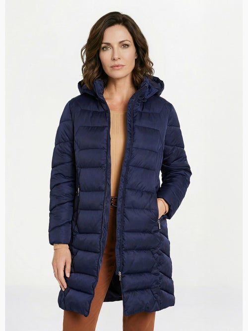 Chaqueta larga acolchada con capucha - Afibel - Kiabi