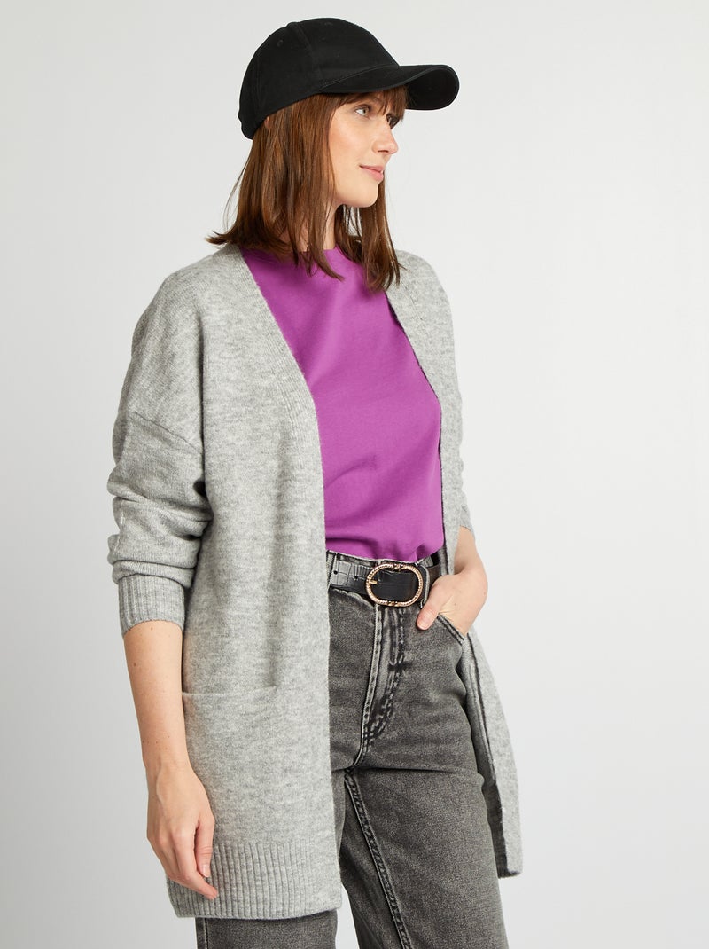 Chaqueta larga con bolsillos GRIS - Kiabi