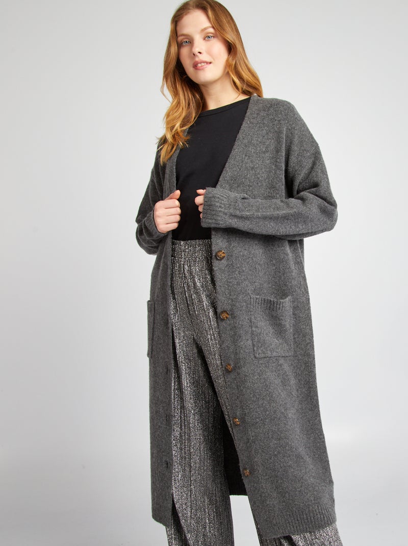 Chaqueta larga con bolsillos GRIS - Kiabi