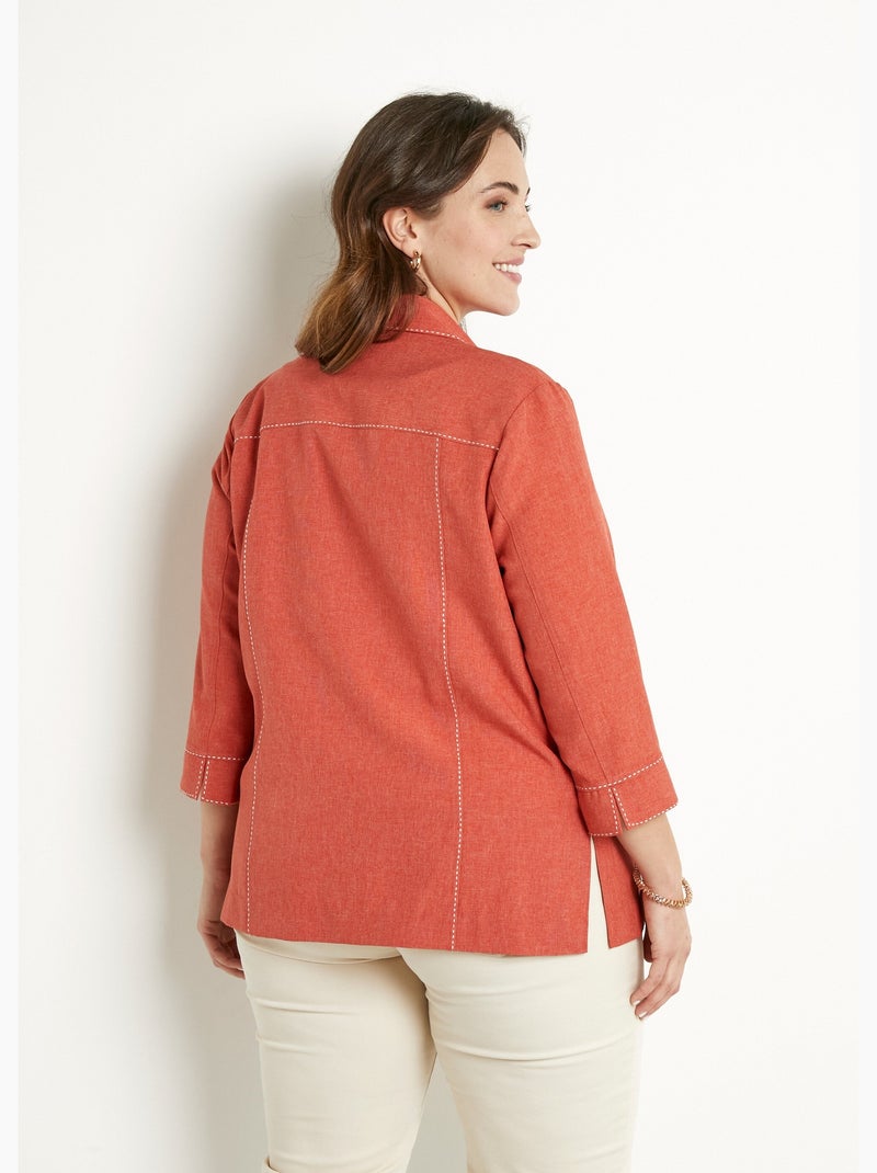 Chaqueta larga con botones - Afibel Ladrillo - Kiabi