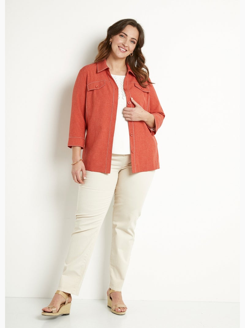 Chaqueta larga con botones - Afibel Ladrillo - Kiabi
