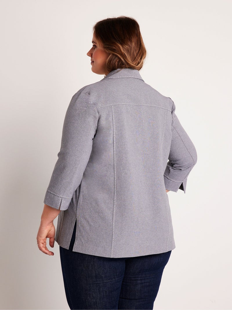 Chaqueta larga con botones - Afibel Plateado - Kiabi