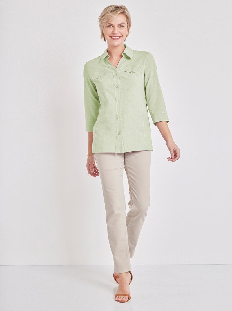 Chaqueta larga con botones - Afibel Verde - Kiabi