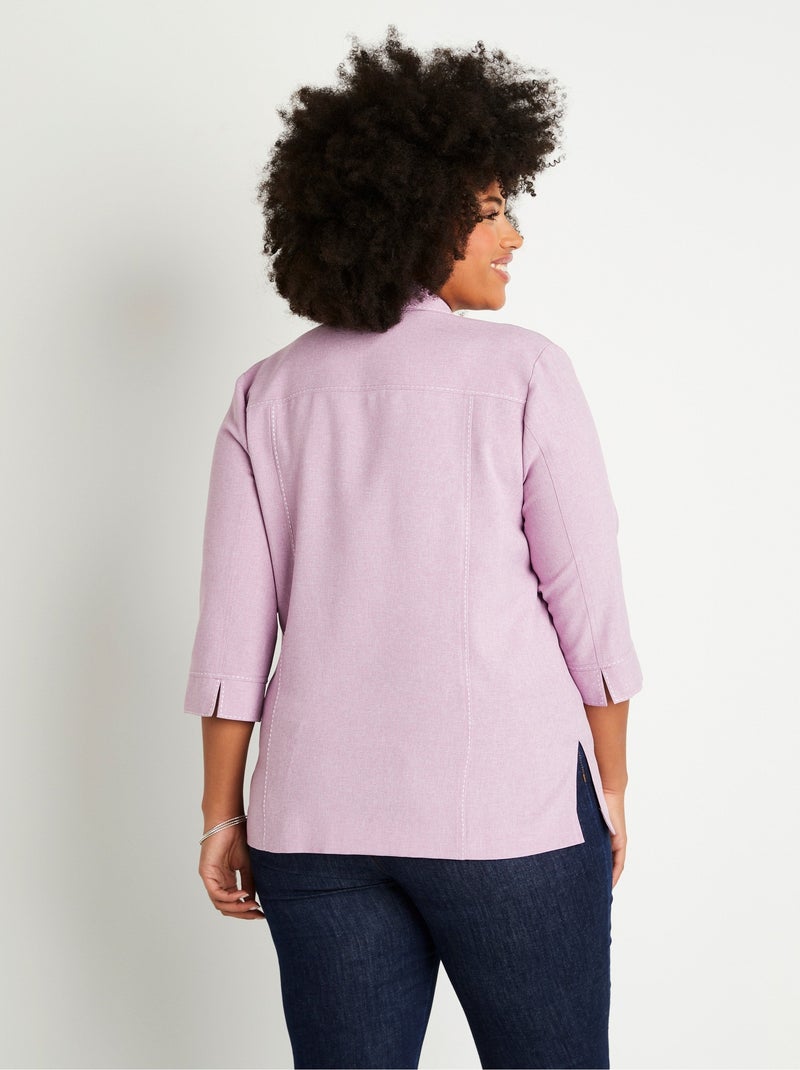 Chaqueta larga con botones - Afibel Violeta - Kiabi