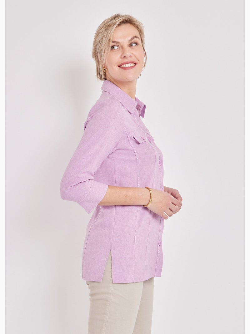 Chaqueta larga con botones - Afibel Violeta - Kiabi