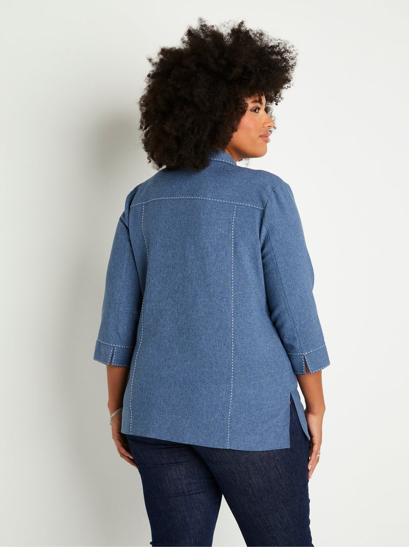 Chaqueta larga con botones Azul - Kiabi