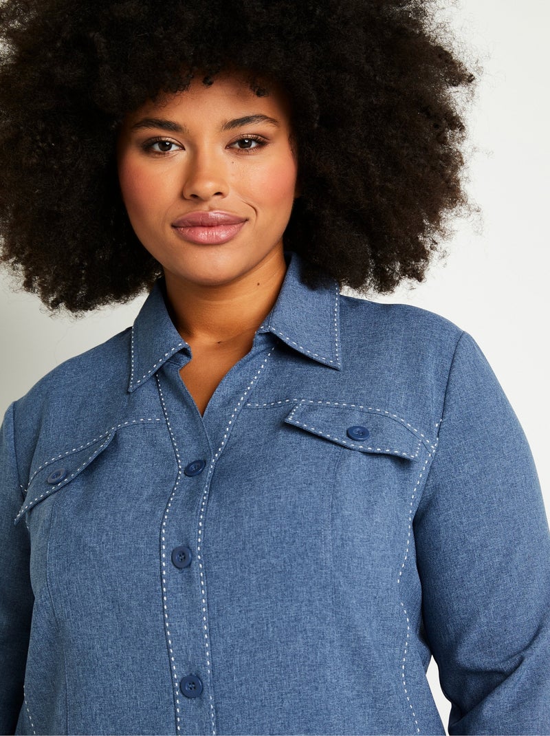 Chaqueta larga con botones Azul - Kiabi