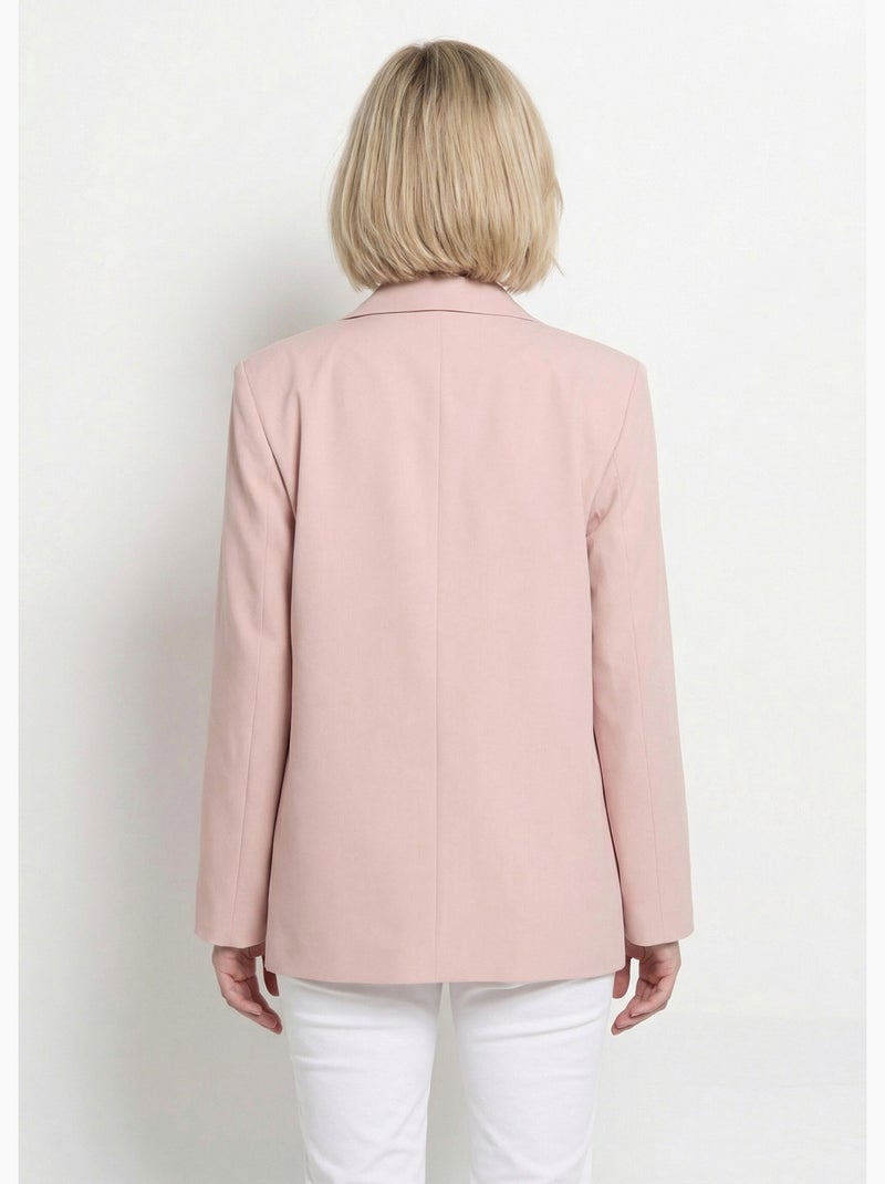 Chaqueta larga de 1 botón con cuello sastre - Afibel Rosa - Kiabi