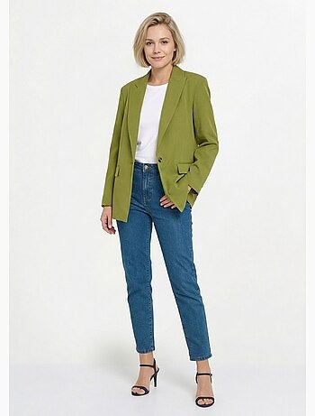 Chaqueta larga de 1 botón con cuello sastre - Afibel