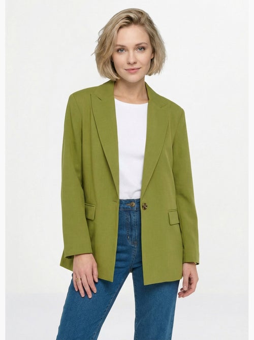 Chaqueta larga de 1 botón con cuello sastre - Afibel - Kiabi