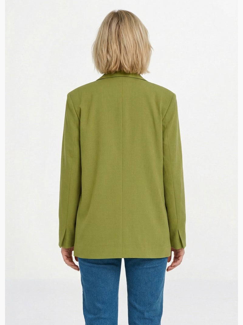 Chaqueta larga de 1 botón con cuello sastre - Afibel Verde - Kiabi