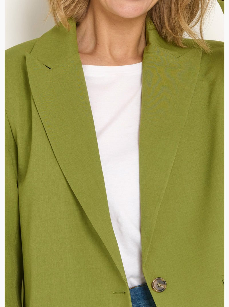 Chaqueta larga de 1 botón con cuello sastre - Afibel Verde - Kiabi