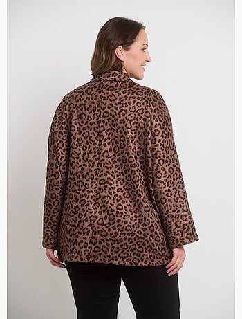 Chaqueta larga de ante con estampado de leopardo - AFIBEL