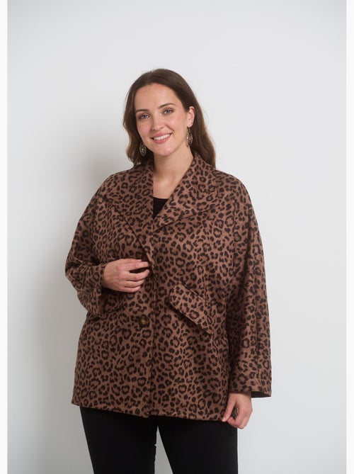 Chaqueta larga de ante con estampado de leopardo - AFIBEL - Kiabi