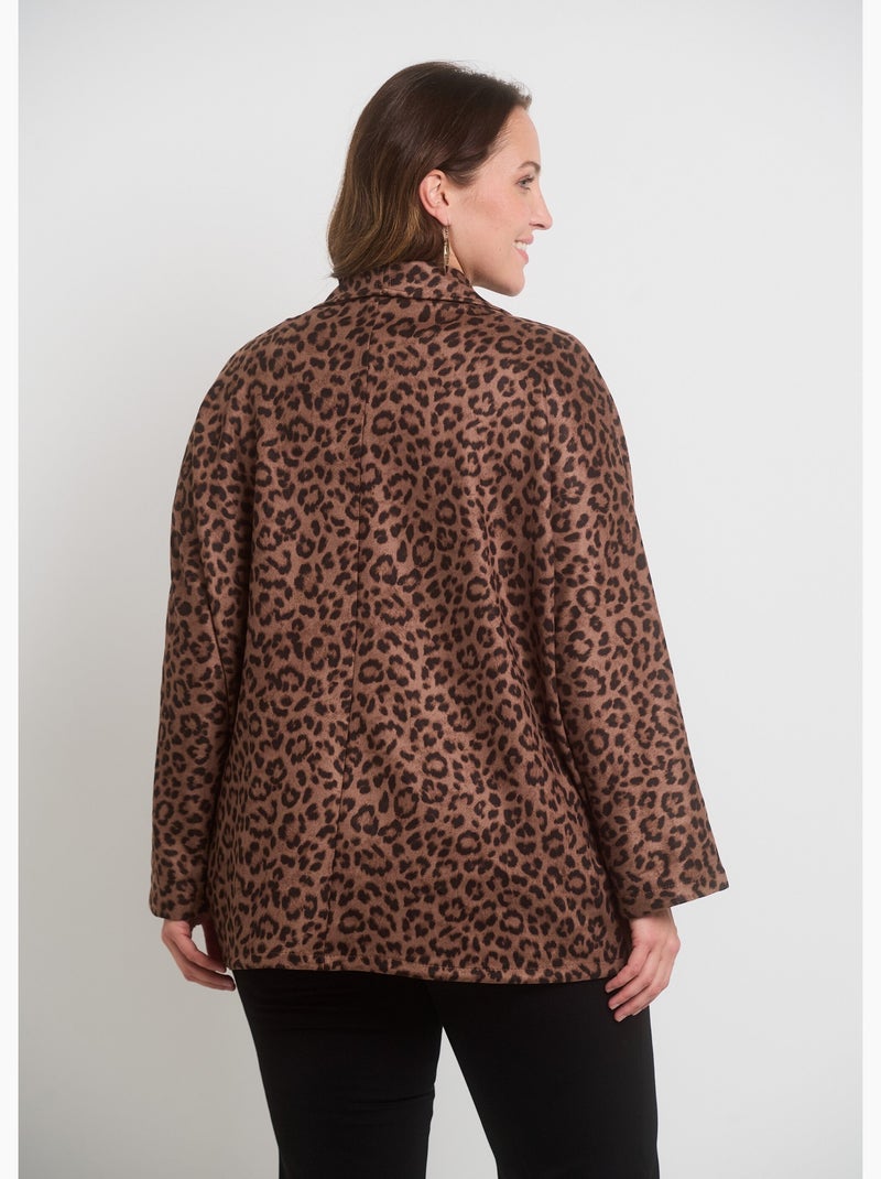 Chaqueta larga de ante con estampado de leopardo - AFIBEL Beige - Kiabi