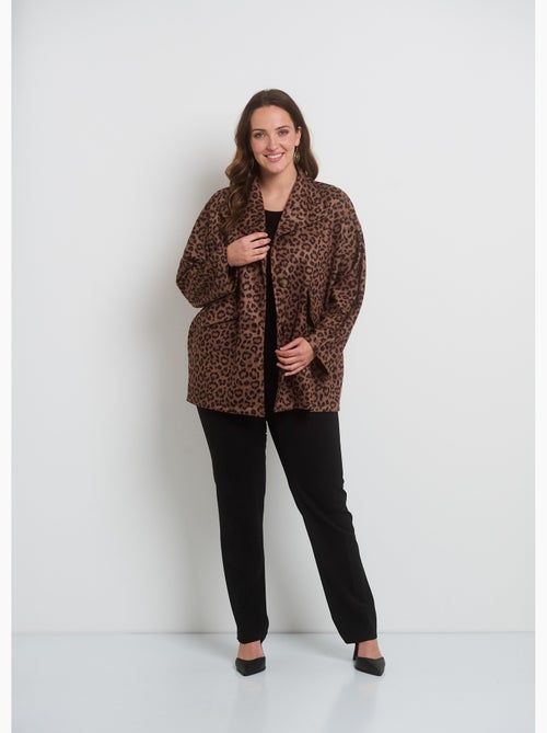 Chaqueta larga de ante con estampado de leopardo - AFIBEL - Kiabi