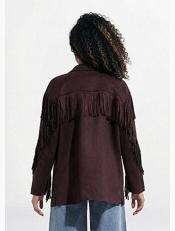 Chaqueta larga de ante con flecos - AFIBEL