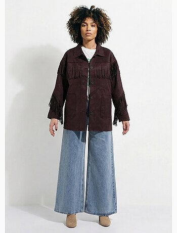 Chaqueta larga de ante con flecos - AFIBEL