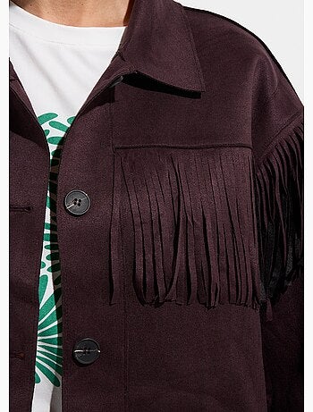 Chaqueta larga de ante con flecos - AFIBEL
