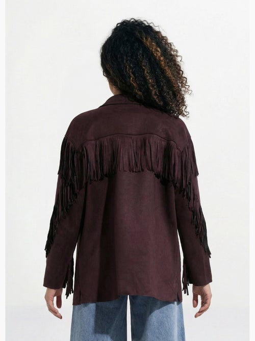 Chaqueta larga de ante con flecos - AFIBEL - Kiabi