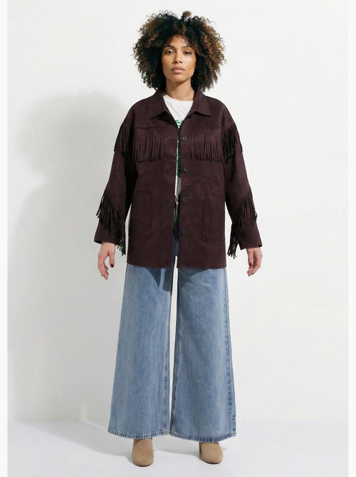 Chaqueta larga de ante con flecos - AFIBEL - Kiabi