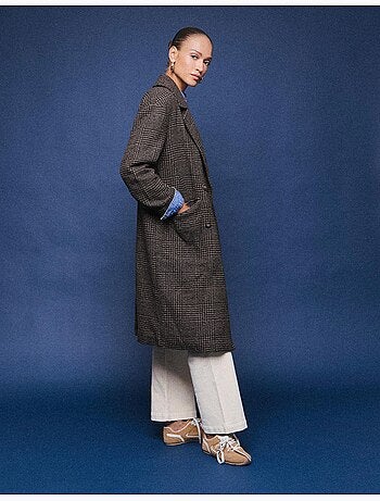 Chaqueta larga de cuadros, mo fashion