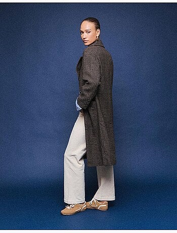 Chaqueta larga de cuadros, mo fashion