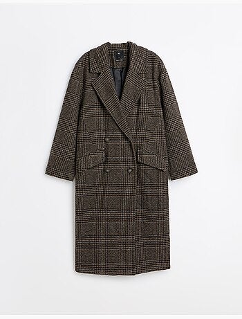 Chaqueta larga de cuadros, mo fashion